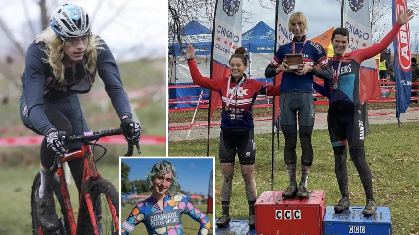 'Kadınlar bisiklet şampiyonasında' yarışan erkekler zirveye yerleşti